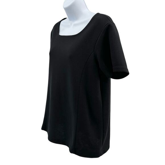 Jaclyn Smith Sport T-Shirt WMNS 8 Black Short Sleeve Square Neck Stretchy Soft - Picture 2 of 6